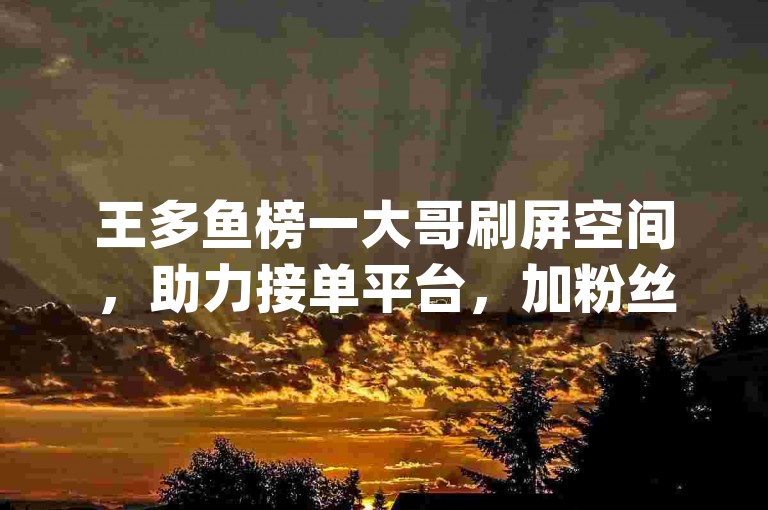王多鱼榜一大哥刷屏空间，助力接单平台，加粉丝 fastest way！