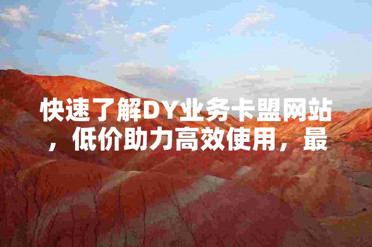 快速了解DY业务卡盟网站，低价助力高效使用，最佳选择