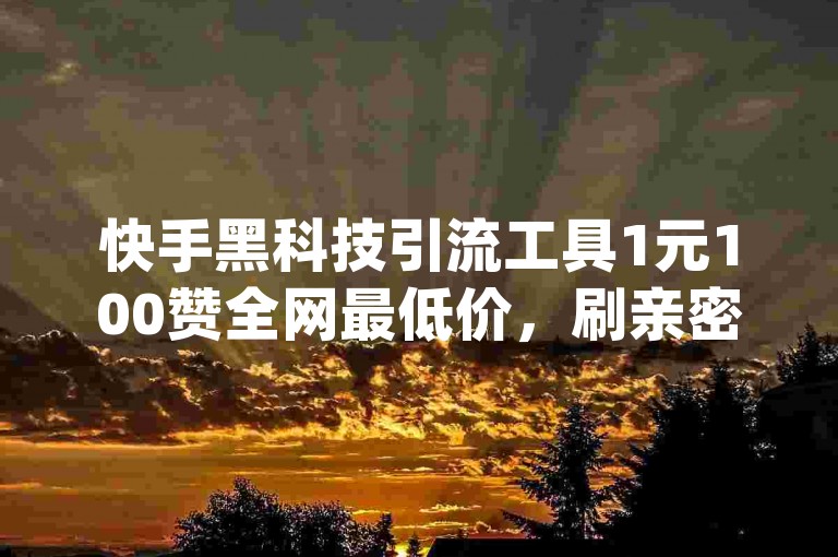 快手黑科技引流工具1元100赞全网最低价，刷亲密度，qq会员服务，推荐给所有想要引流的用户！