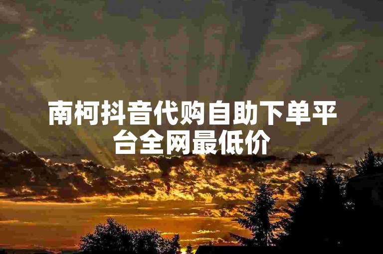 南柯抖音代购自助下单平台全网最低价