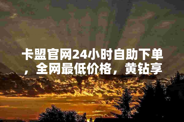 卡盟官网24小时自助下单，全网最低价格，黄钻享享享