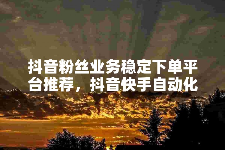 抖音粉丝业务稳定下单平台推荐，抖音快手自动化软件助力精准转化