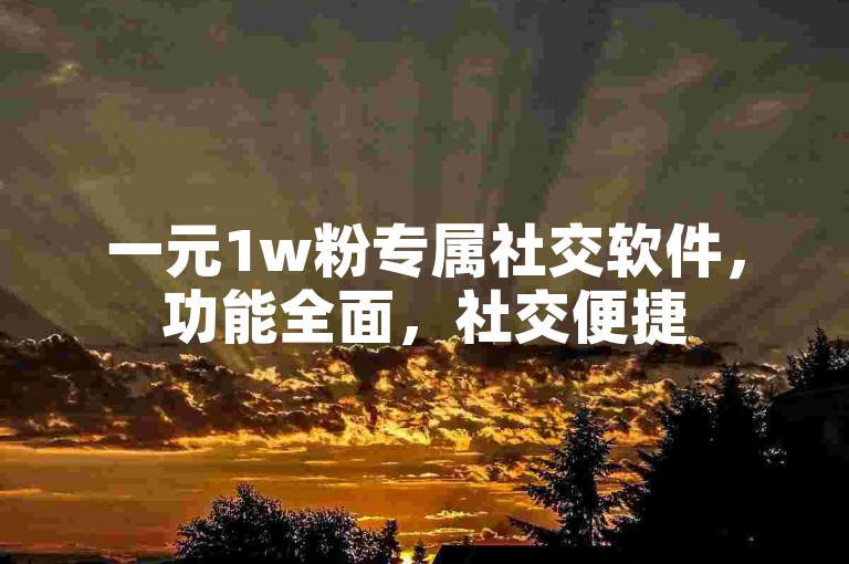 一元1w粉专属社交软件，功能全面，社交便捷