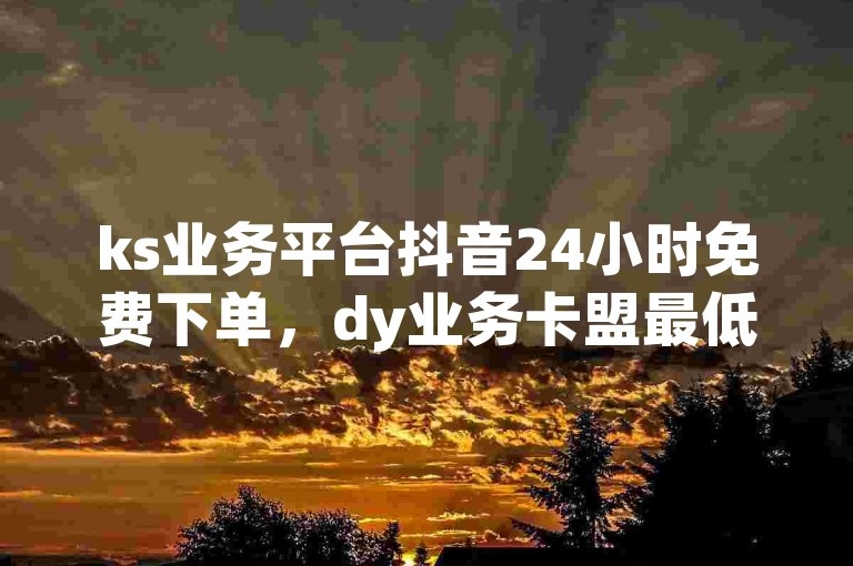 ks业务平台抖音24小时免费下单，dy业务卡盟最低价