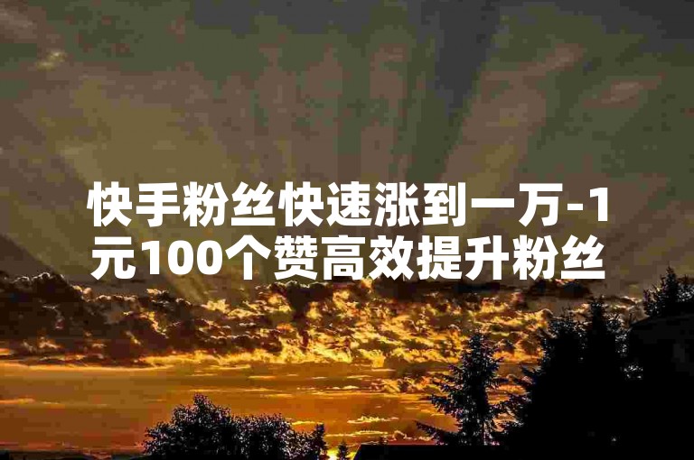 快手粉丝快速涨到一万-1元100个赞高效提升粉丝数量