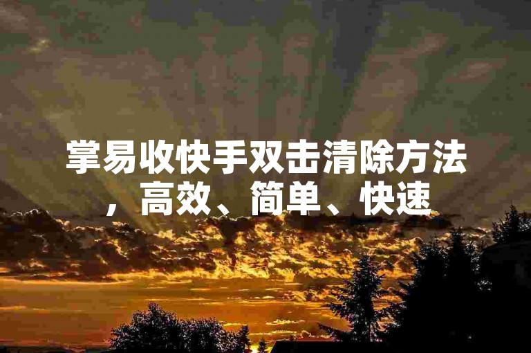 掌易收快手双击清除方法，高效、简单、快速
