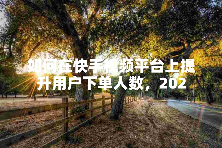 如何在快手视频平台上提升用户下单人数，2025年必学内容