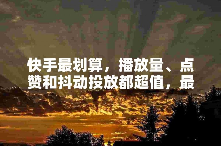 快手最划算，播放量、点赞和抖动投放都超值，最低300元投入