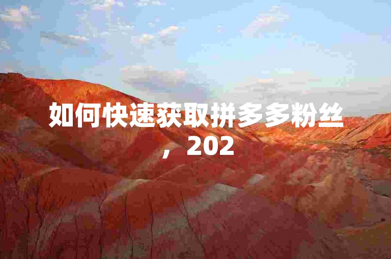 如何快速获取拼多多粉丝，2025年必学