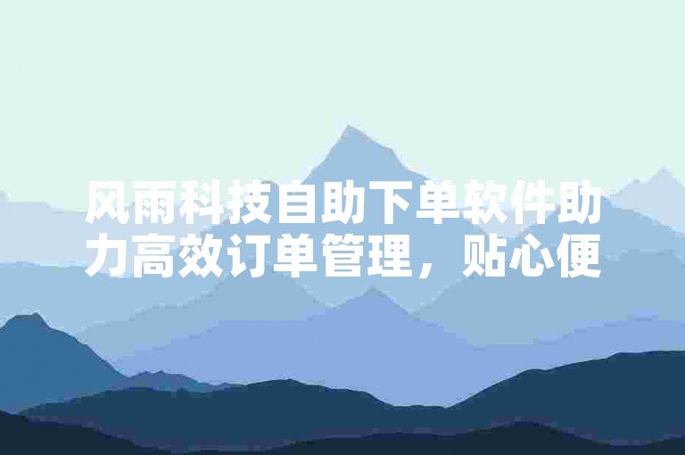 风雨科技自助下单软件助力高效订单管理，贴心便捷，适合个人与企业轻松搞定订单管理。