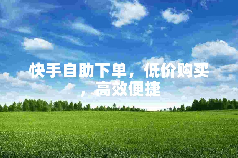 快手自助下单，低价购买，高效便捷