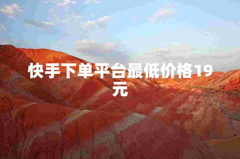 快手下单平台最低价格19元