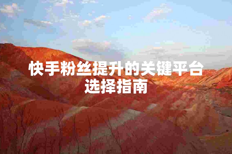 快手粉丝提升的关键平台选择指南