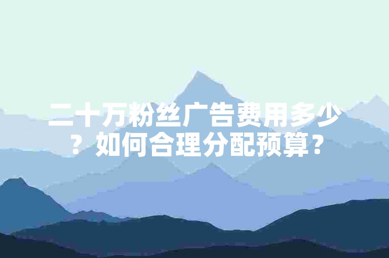 二十万粉丝广告费用多少？如何合理分配预算？