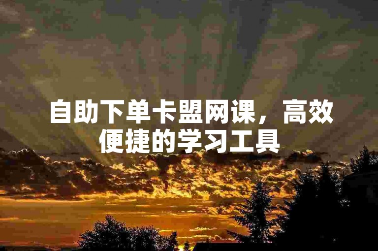 自助下单卡盟网课，高效便捷的学习工具