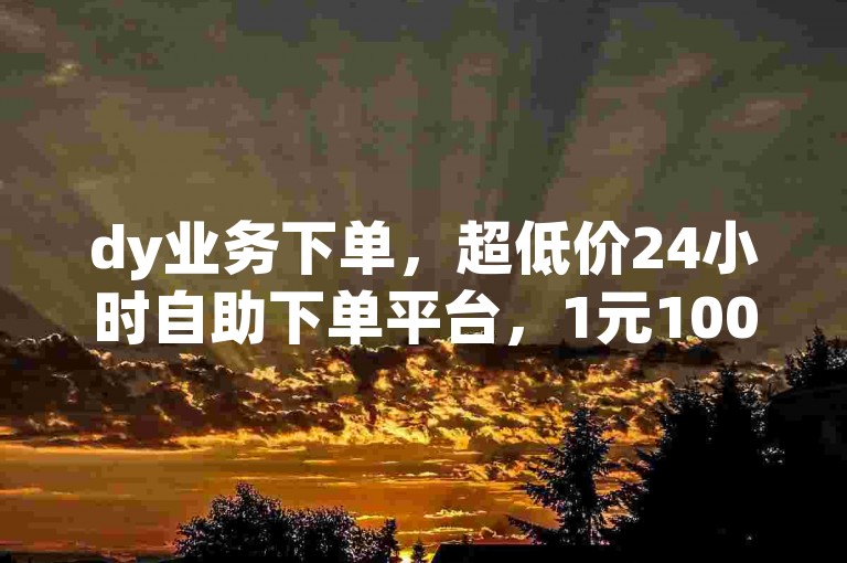 dy业务下单，超低价24小时自助下单平台，1元1000赞，便捷高效，值得信赖