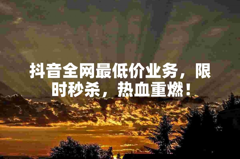 抖音全网最低价业务，限时秒杀，热血重燃！