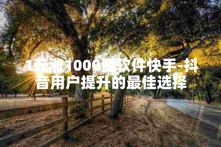 1元涨1000赞软件快手-抖音用户提升的最佳选择