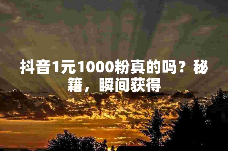抖音1元1000粉真的吗？秘籍，瞬间获得5000粉丝的秘密技巧解析