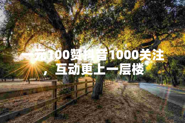 一元100赞抖音1000关注，互动更上一层楼