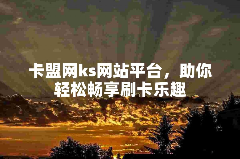 卡盟网ks网站平台，助你轻松畅享刷卡乐趣
