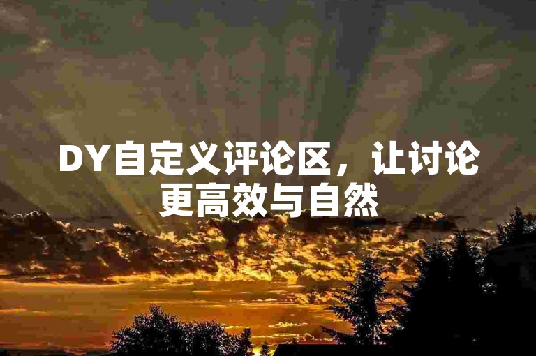DY自定义评论区，让讨论更高效与自然