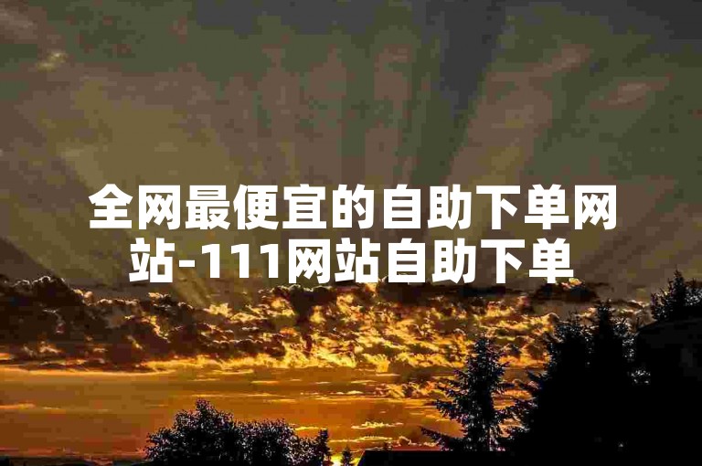全网最便宜的自助下单网站-111网站自助下单