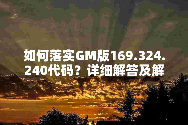 如何落实GM版169.324.240代码？详细解答及解决方案