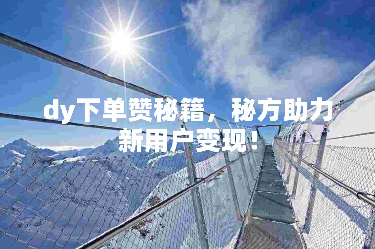 dy下单赞秘籍，秘方助力新用户变现！