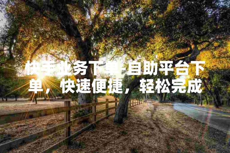 快手业务下单-自助平台下单，快速便捷，轻松完成业务目标