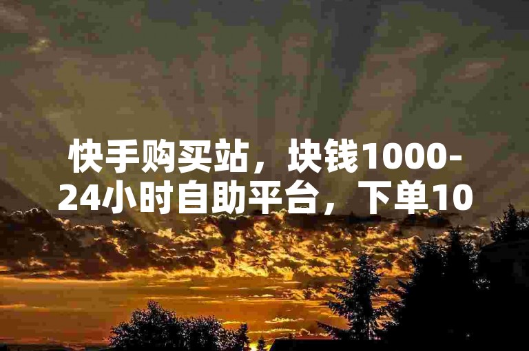 快手购买站，块钱1000-24小时自助平台，下单10赞