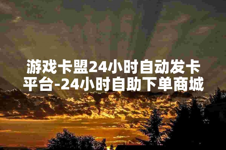游戏卡盟24小时自动发卡平台-24小时自助下单商城