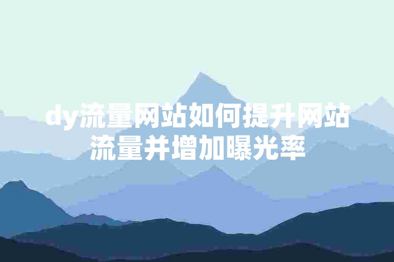 dy流量网站如何提升网站流量并增加曝光率