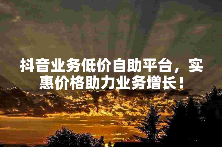 抖音业务低价自助平台，实惠价格助力业务增长！