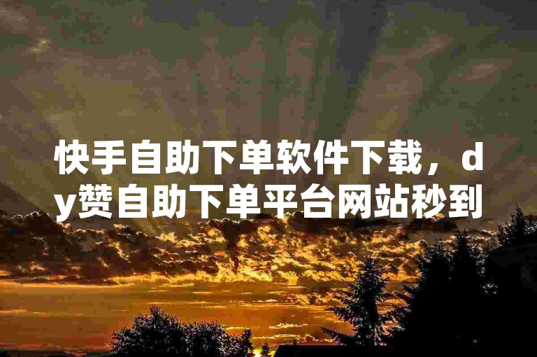 快手自助下单软件下载，dy赞自助下单平台网站秒到账