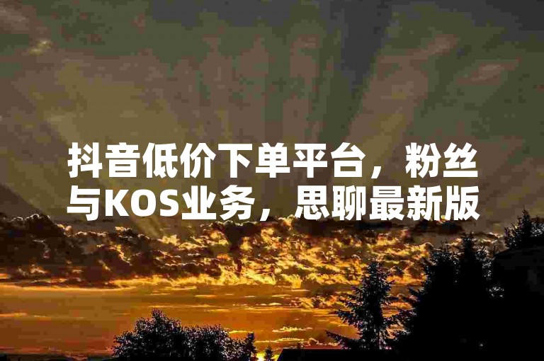 抖音低价下单平台，粉丝与KOS业务，思聊最新版本下载，不容错过！