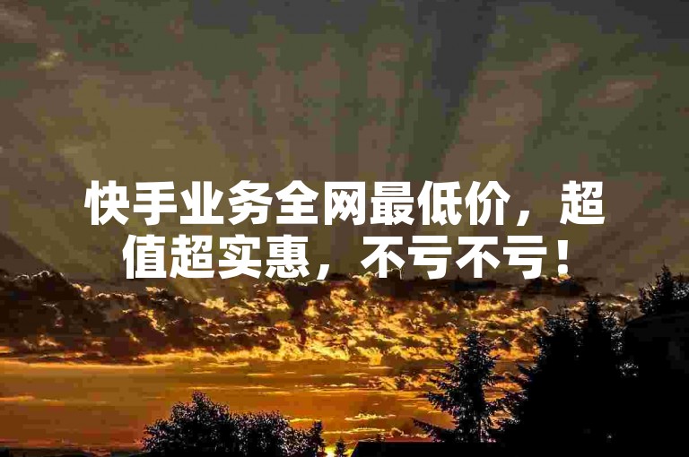 快手业务全网最低价，超值超实惠，不亏不亏！