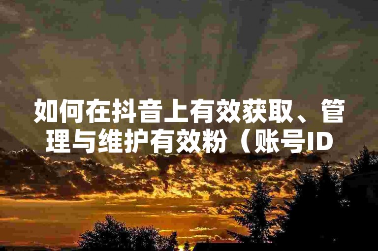 如何在抖音上有效获取、管理与维护有效粉（账号ID，3DM56.89.63）
