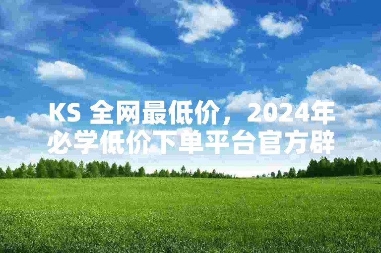 KS 全网最低价，2024年必学低价下单平台官方辟谣！
