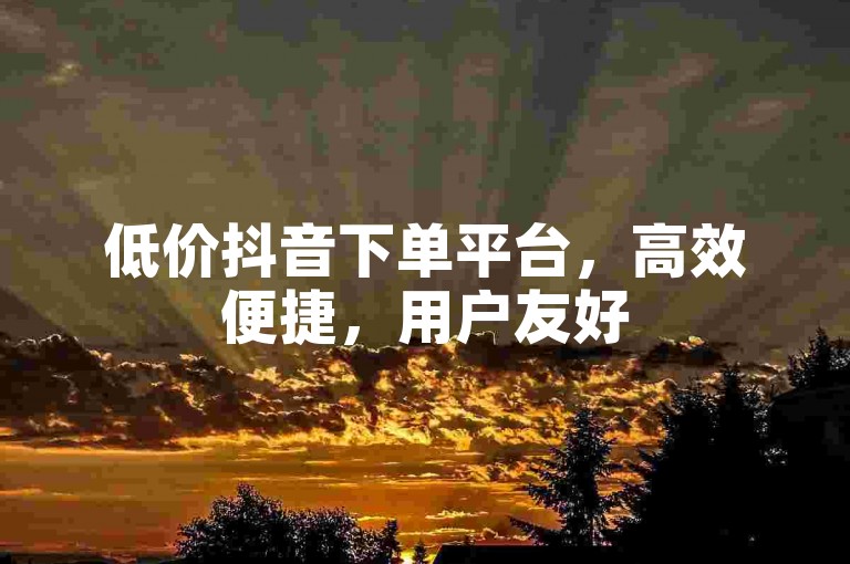 低价抖音下单平台，高效便捷，用户友好