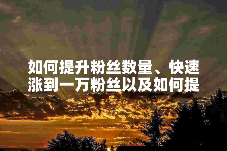 如何提升粉丝数量、快速涨到一万粉丝以及如何提升全民k歌的收听率！