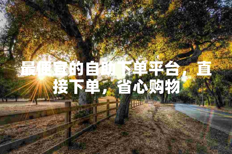 最便宜的自助下单平台，直接下单，省心购物