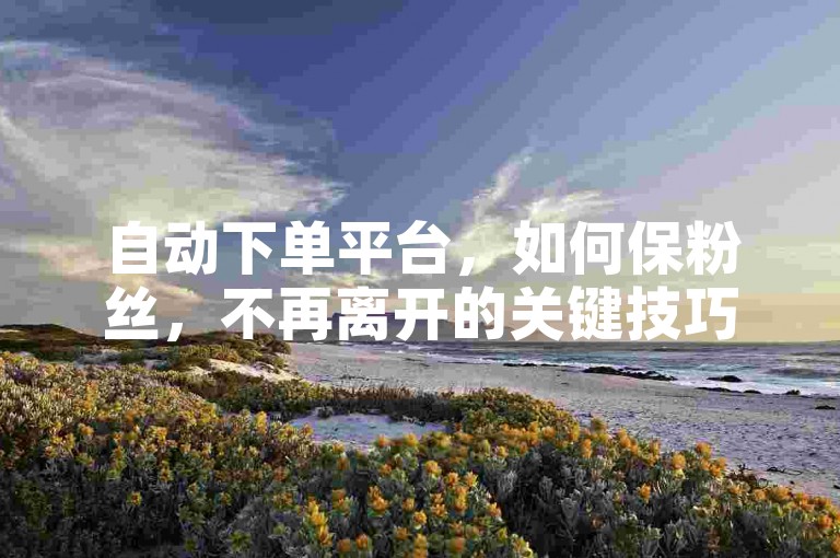 自动下单平台，如何保粉丝，不再离开的关键技巧！