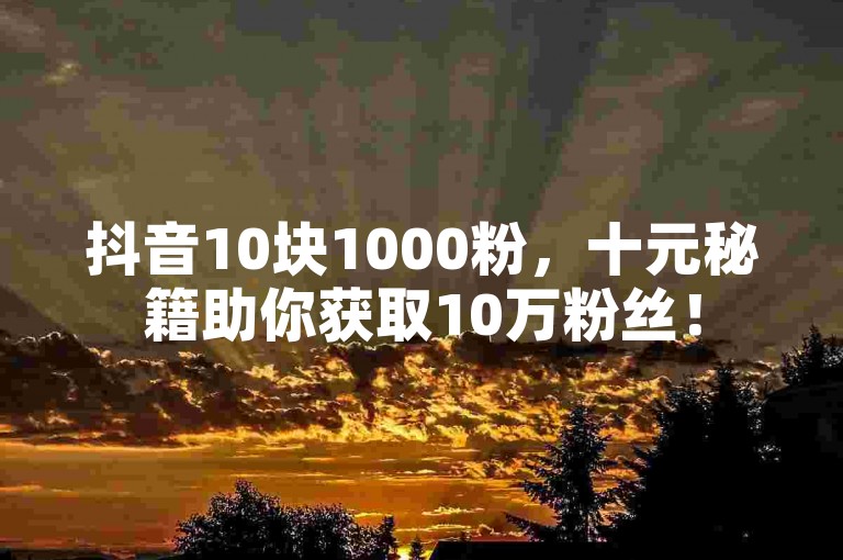 抖音10块1000粉，十元秘籍助你获取10万粉丝！