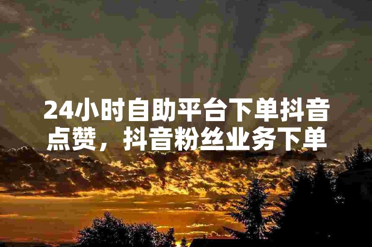 24小时自助平台下单抖音点赞，抖音粉丝业务下单不掉粉