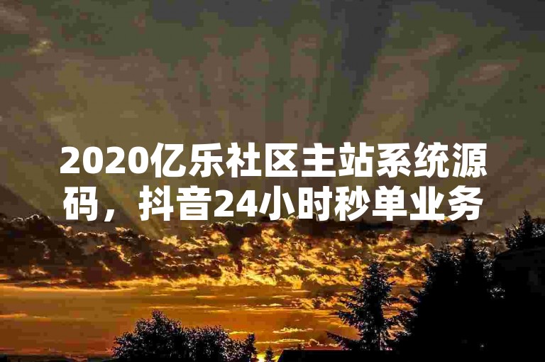 2020亿乐社区主站系统源码，抖音24小时秒单业务平台免费优化方案