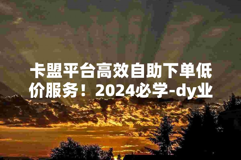 卡盟平台高效自助下单低价服务！2024必学-dy业务自助下单在线低价