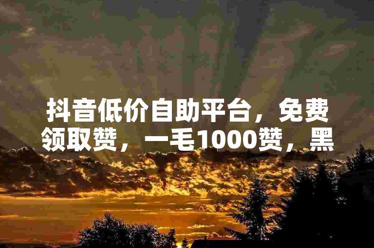 抖音低价自助平台，免费领取赞，一毛1000赞，黑马卡盟网，QQ说说赞网站