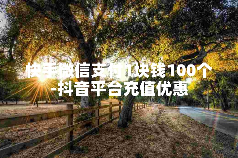 快手微信支付1块钱100个-抖音平台充值优惠
