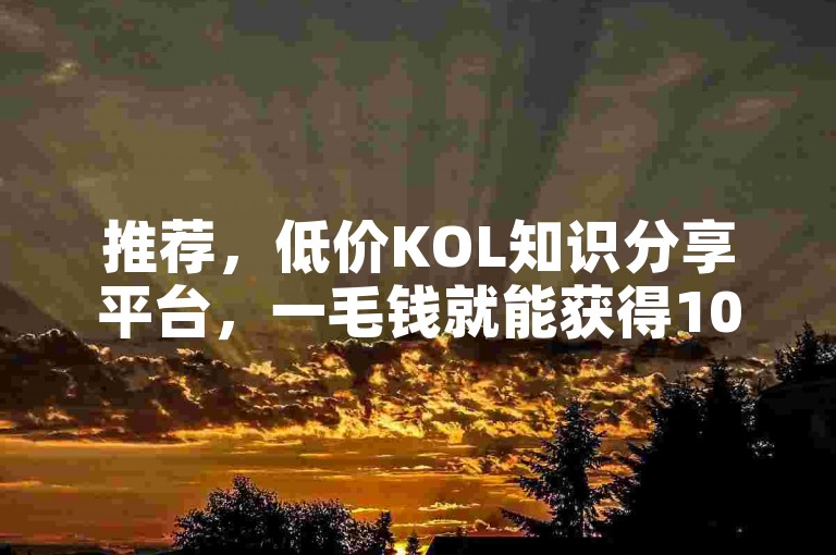 推荐，低价KOL知识分享平台，一毛钱就能获得1000赞，推荐雷神平台